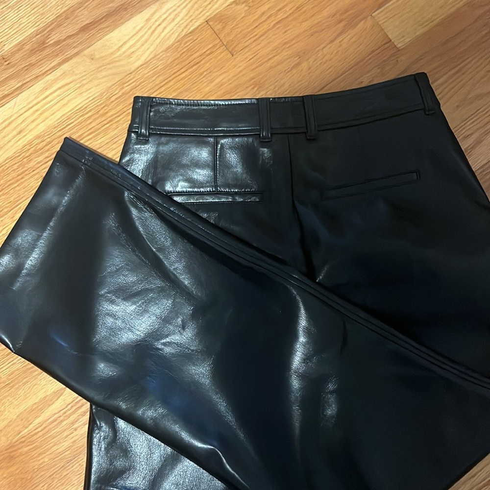 aritzia babaton black vegan leather wide leg pants - Picture 4 of 5